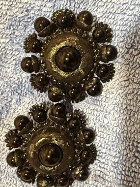 St John Vintage Black Floral Dome Clip-On Earrings